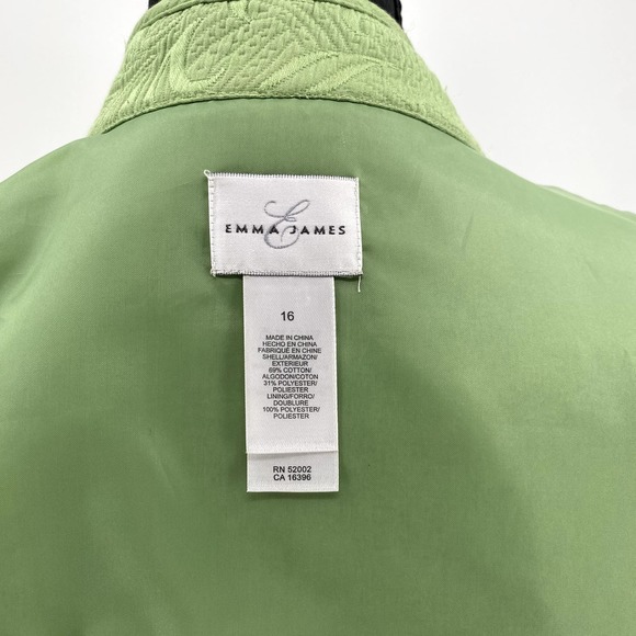 Emma James Women's Brocade Button-Front Light Green Cardigan Jacket Size 16 - Picture 11 of 11